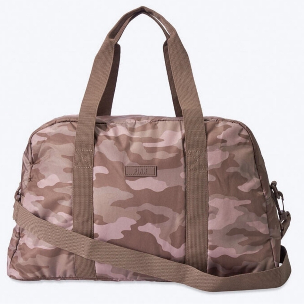 PINK small carry on pink and purple camouflage duffle bag